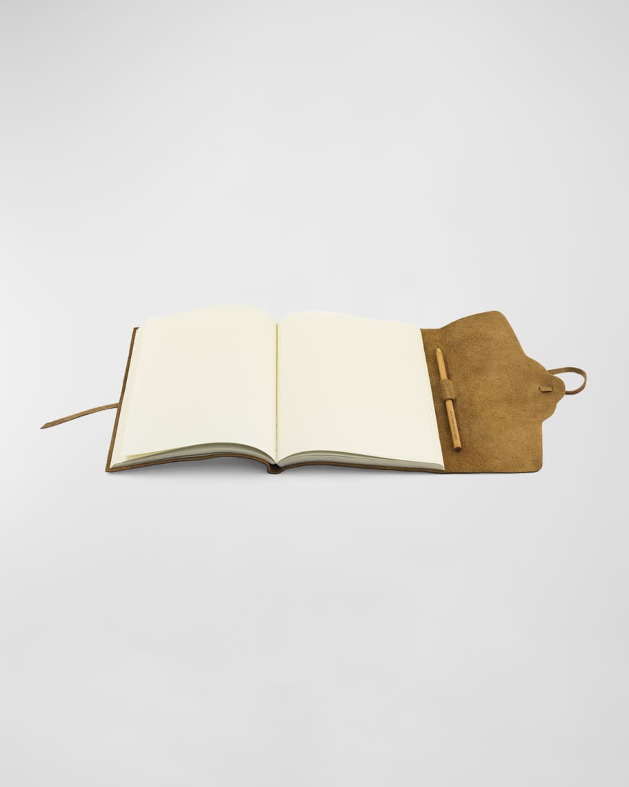 Image 2 of 2: Caravaggio Leather Tie Notebook, Brown