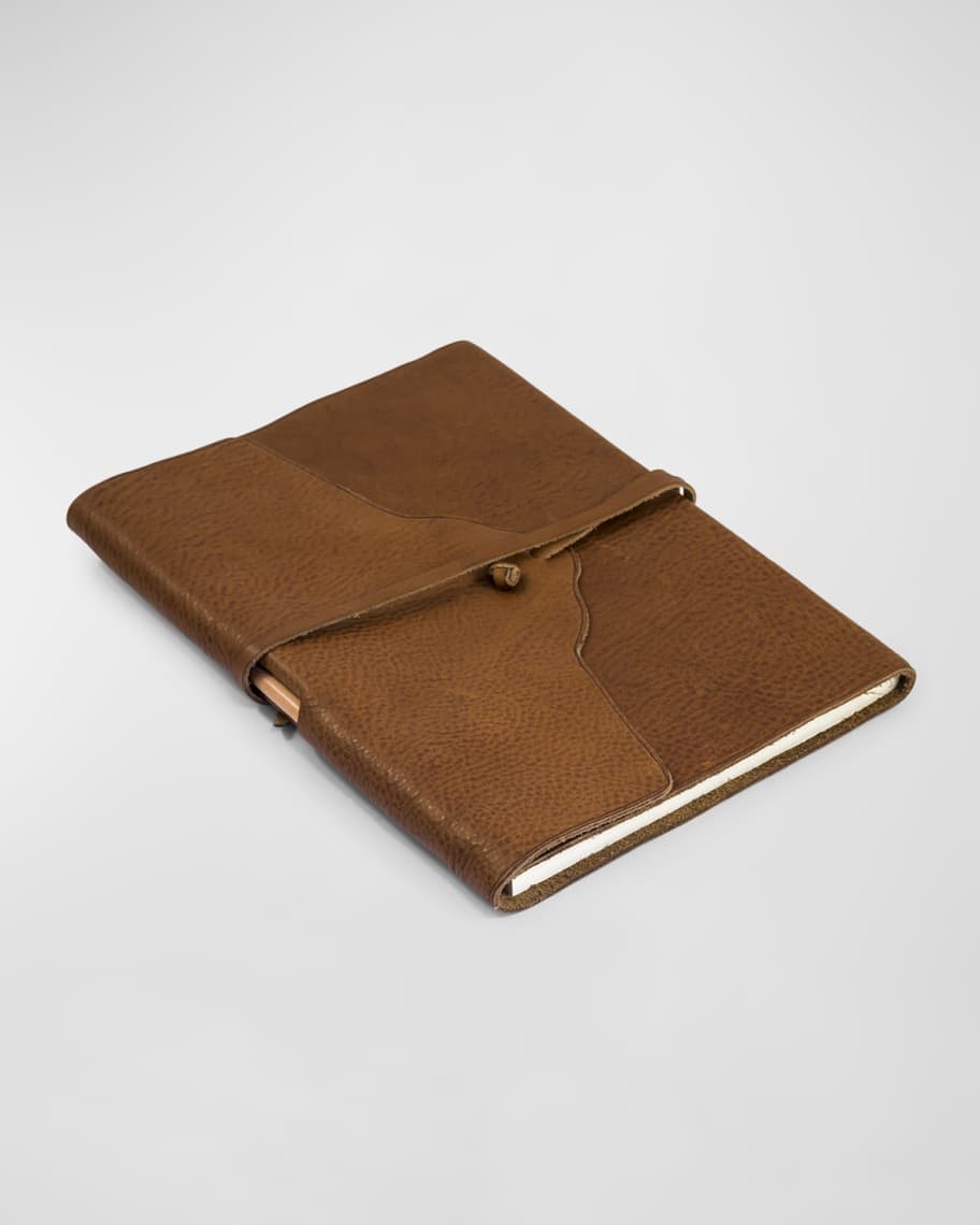 Image 1 of 2: Caravaggio Leather Tie Notebook, Brown