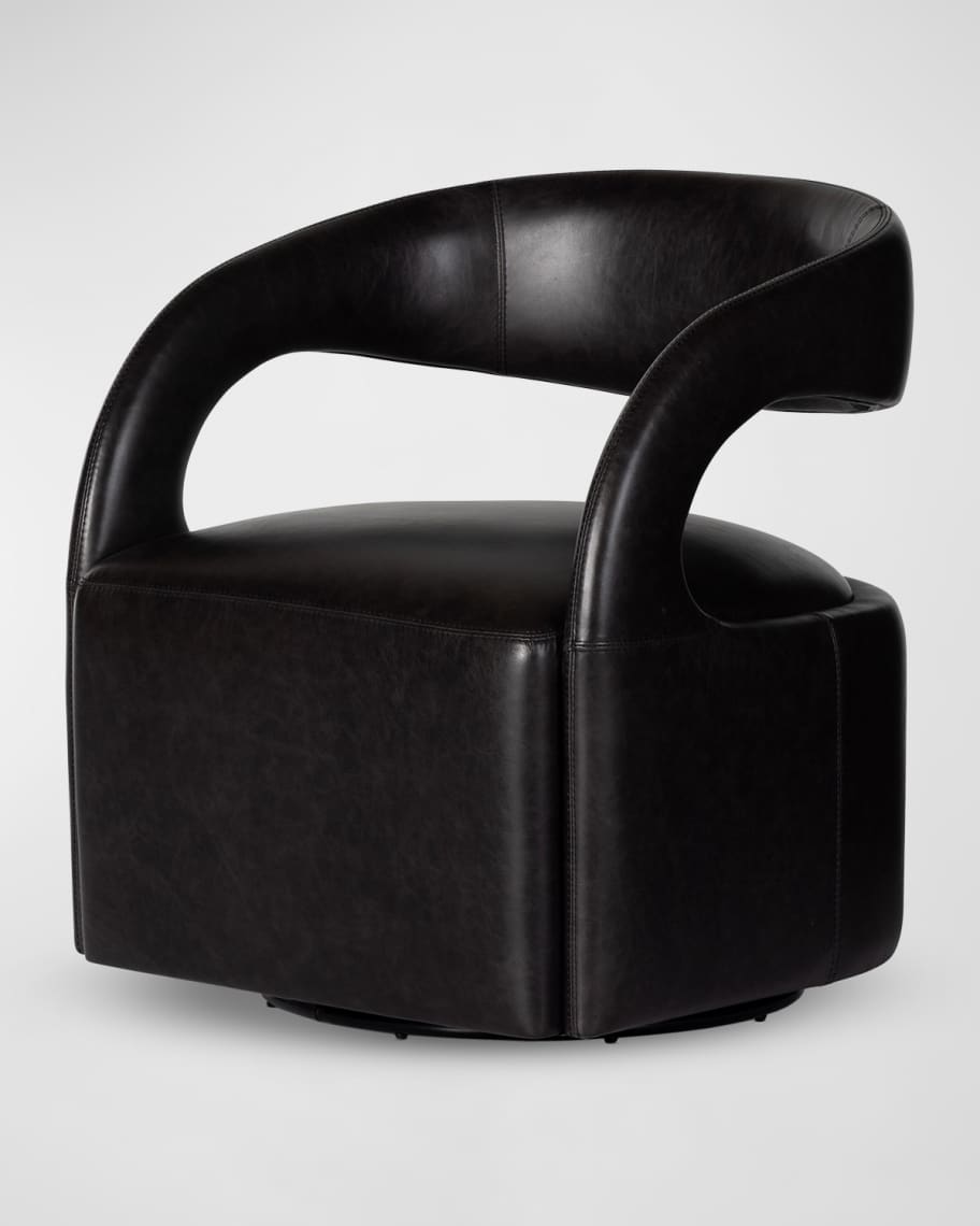 Image 1 of 7: Hawkins Leather Swivel Chair