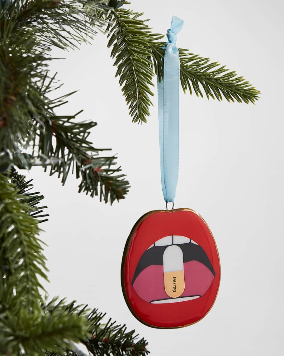 Image 1 of 2: Lips Happy Pill Christmas Ornament