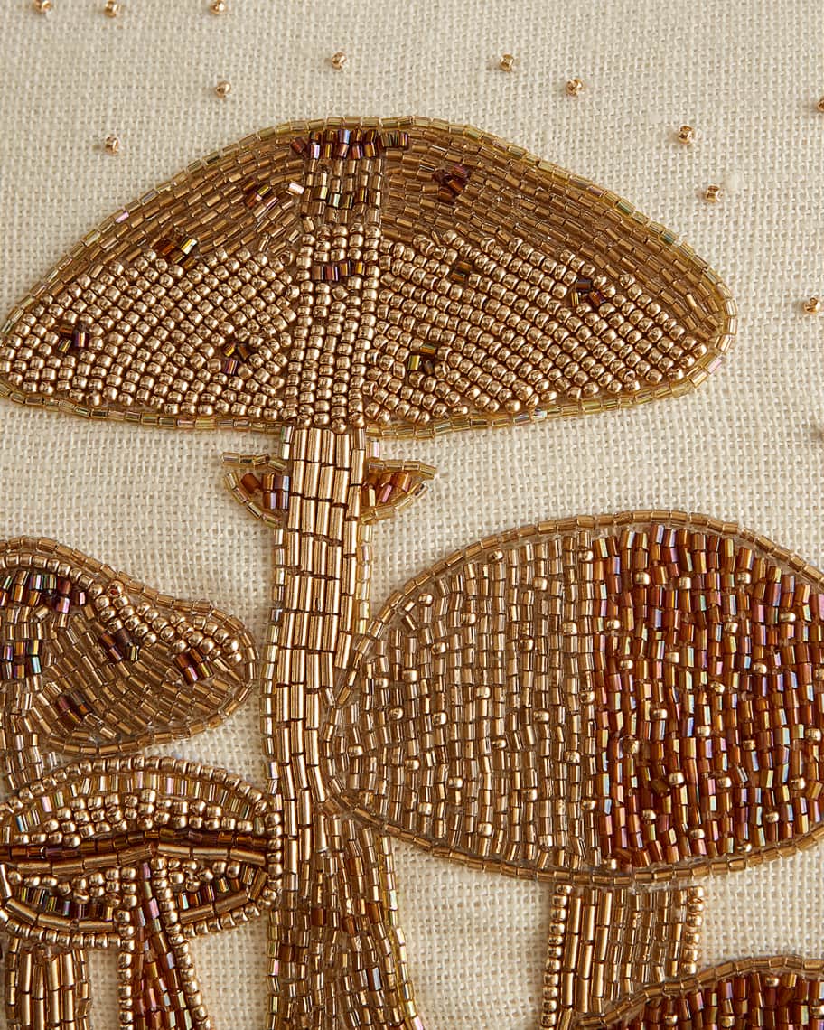 Image 2 of 3: Botanist Mushrooms Beaded Pillow, 12" x 20"