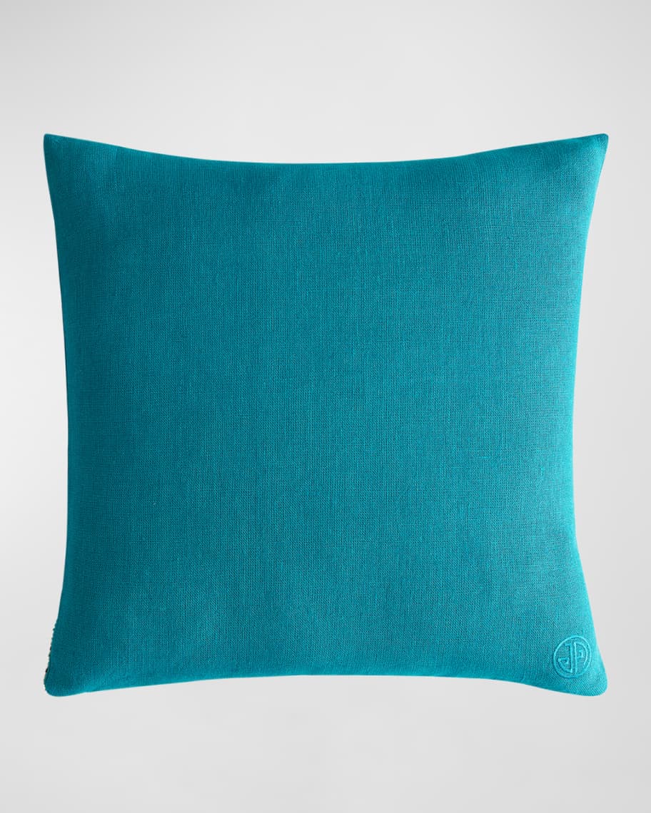 Image 3 of 3: Reflected Peacock Beaded Pillow, 20" Square