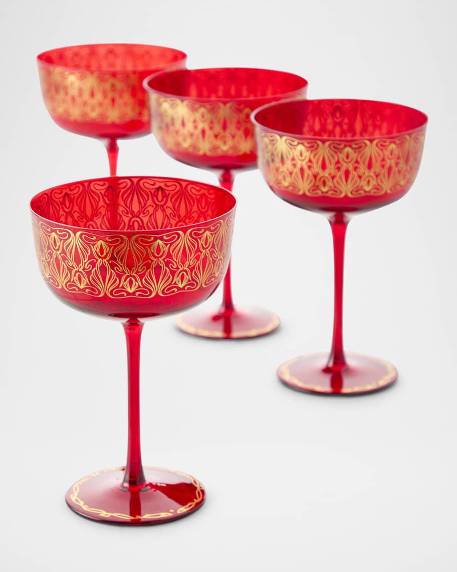 Image 1 of 1: Holiday Red Coupe Glasses, Set of 4