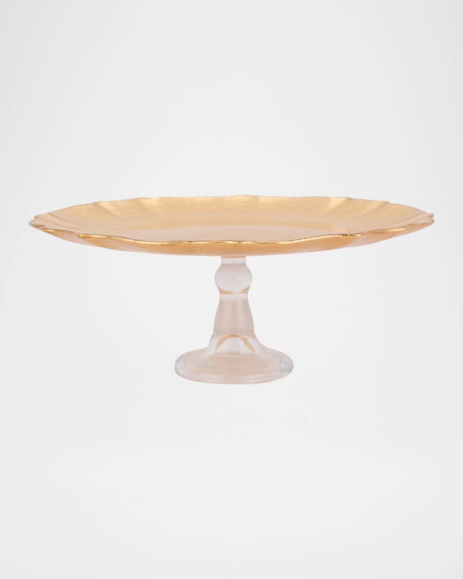 Image 1 of 2: Baroque Glass Gold Cake Stand