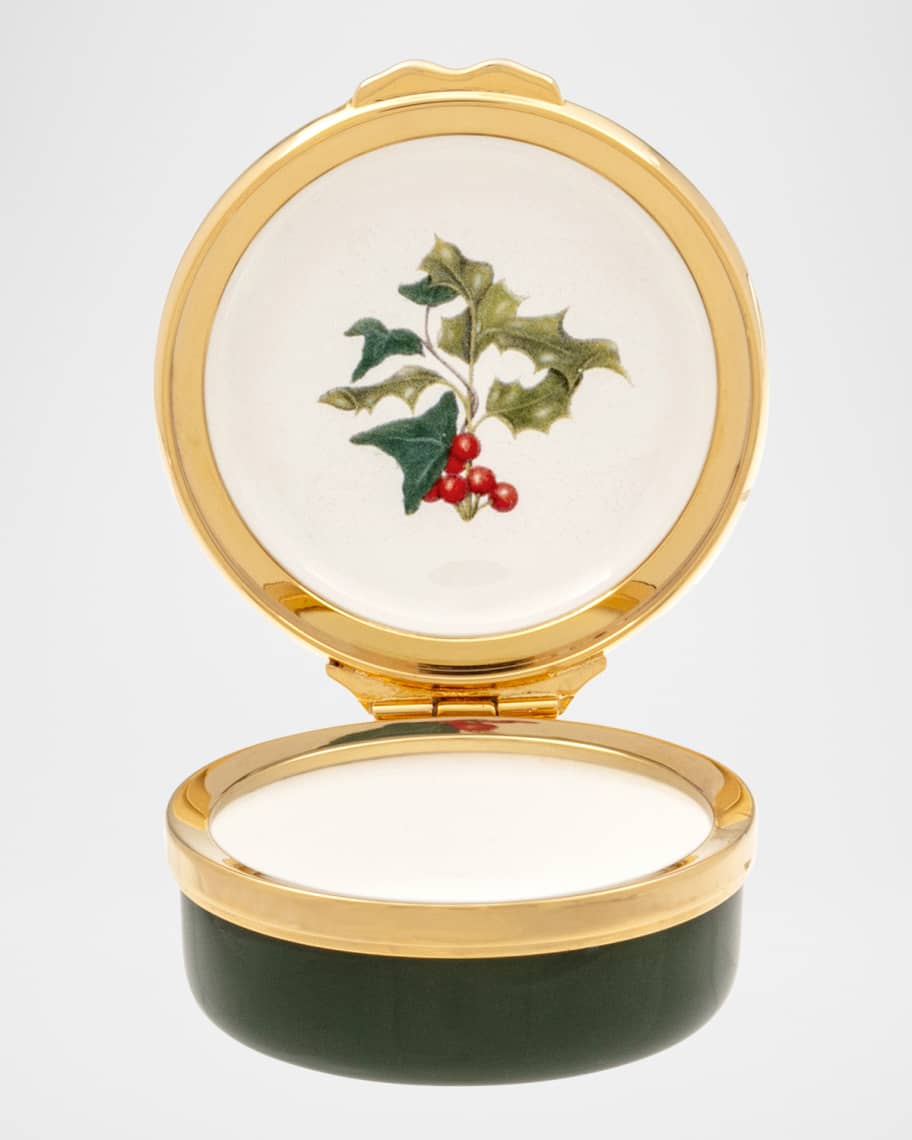 Image 2 of 3: Cardinal & Holly Enamel Box