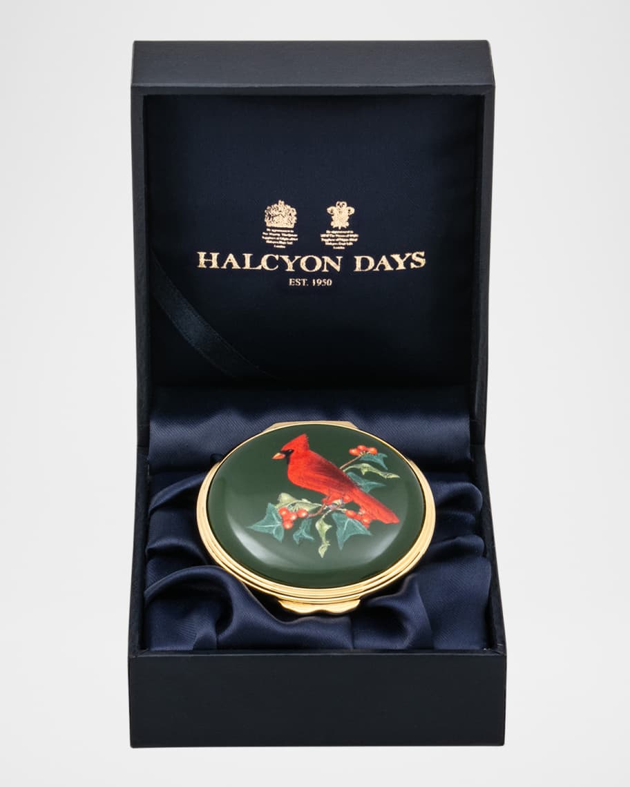 Image 3 of 3: Cardinal & Holly Enamel Box