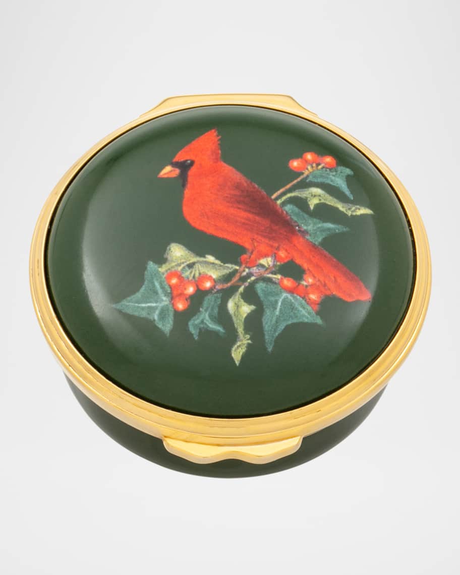 Image 1 of 3: Cardinal & Holly Enamel Box