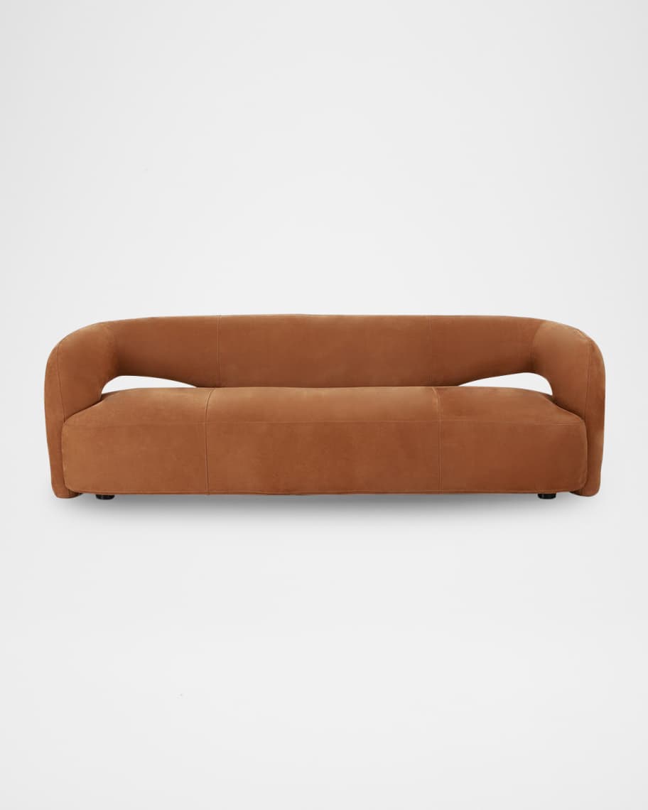 Image 2 of 6: Mazie Leather Sofa, 95"