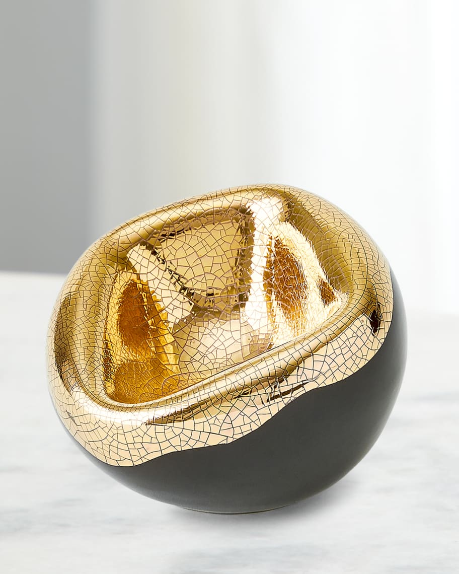 Image 2 of 4: Squished Golden Crackle Bowl, Small