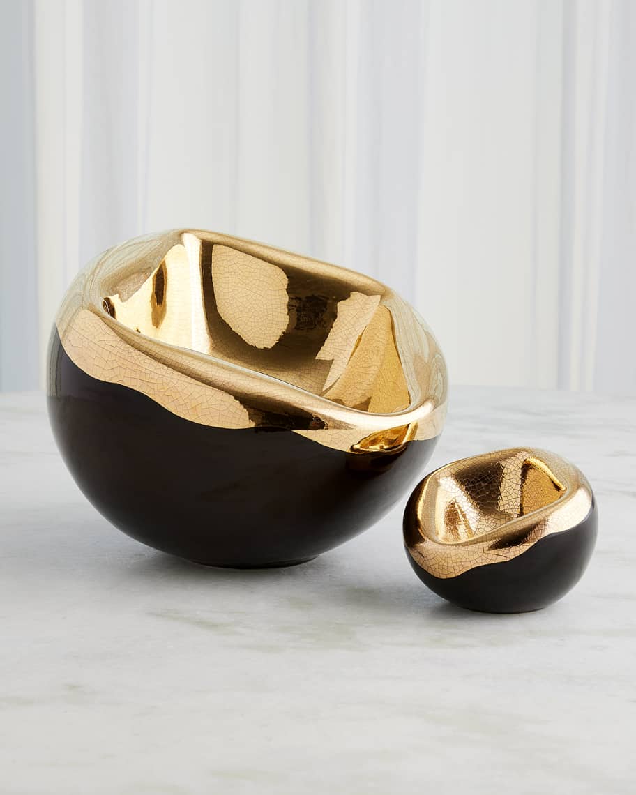 Image 3 of 4: Squished Golden Crackle Bowl, Small