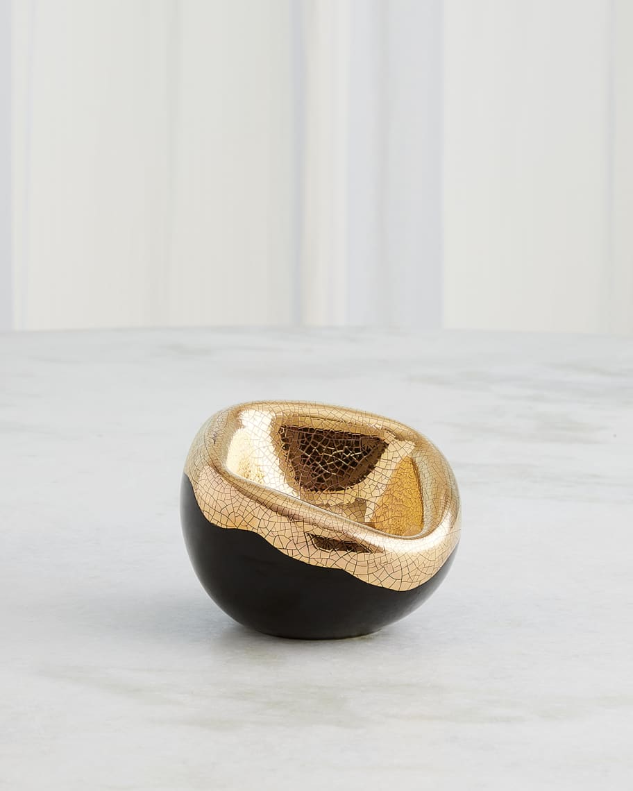 Image 1 of 4: Squished Golden Crackle Bowl, Small
