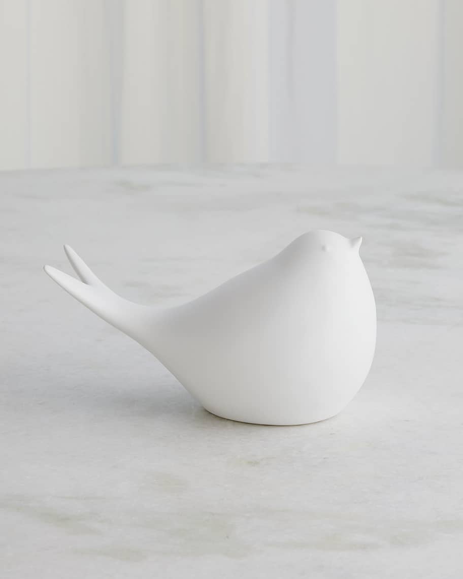 Image 1 of 3: Sated Matte White Bird Figure