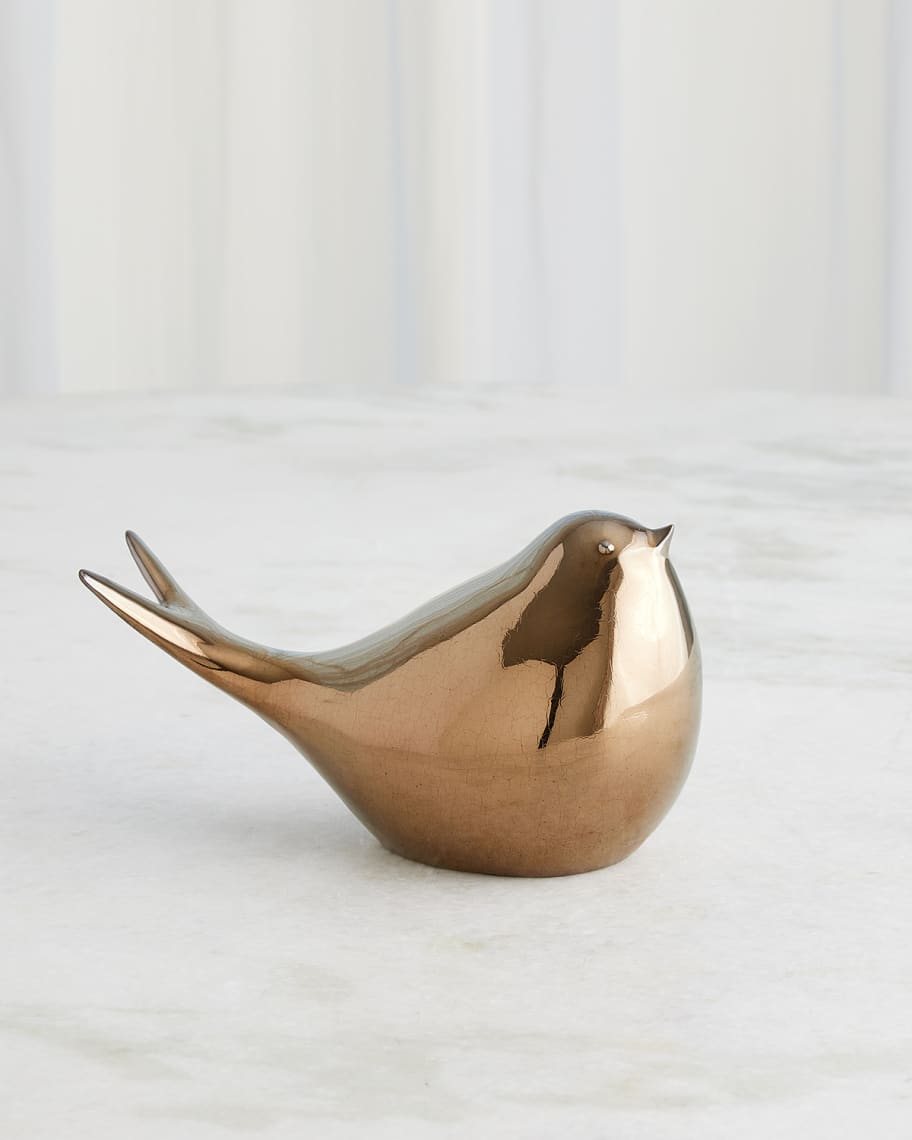 Image 2 of 3: Sated Metallic Bronze Bird Figure