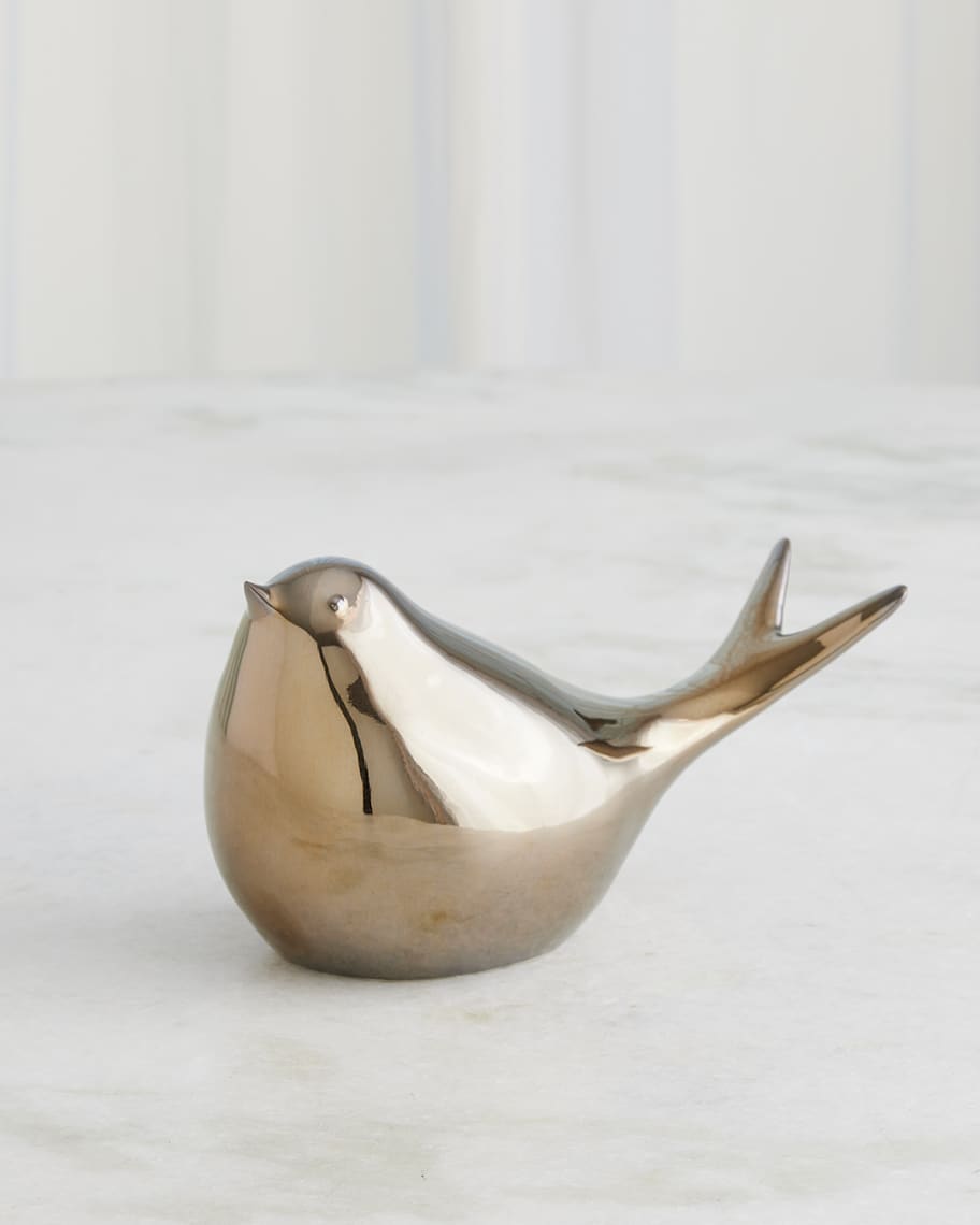 Image 1 of 3: Sated Metallic Bronze Bird Figure