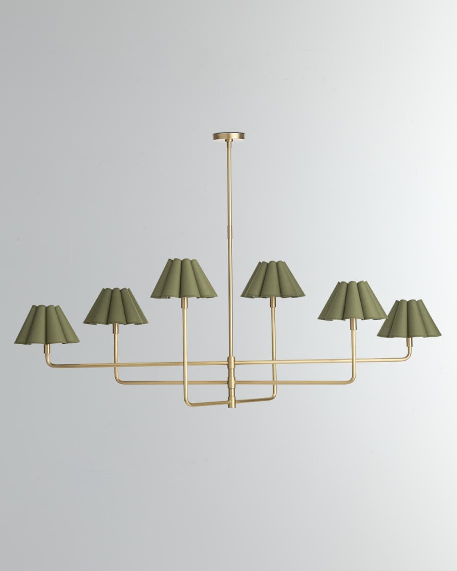 Image 1 of 2: Polly 6-Light Natural Brass Chandelier, 64"