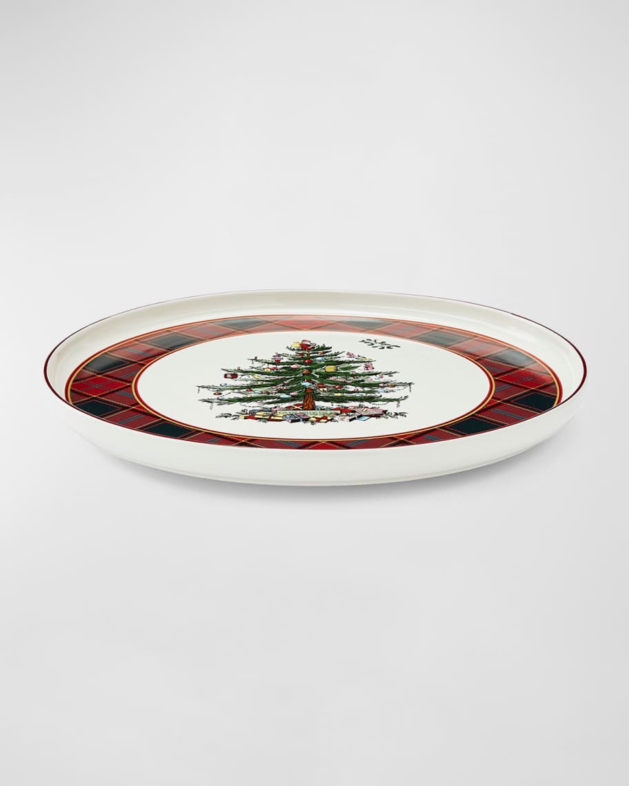 Image 2 of 3: Christmas Tree Tartan Lazy Susan