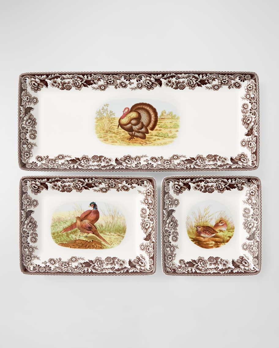 Image 1 of 2: Woodland 3-Piece Nesting Tray Set