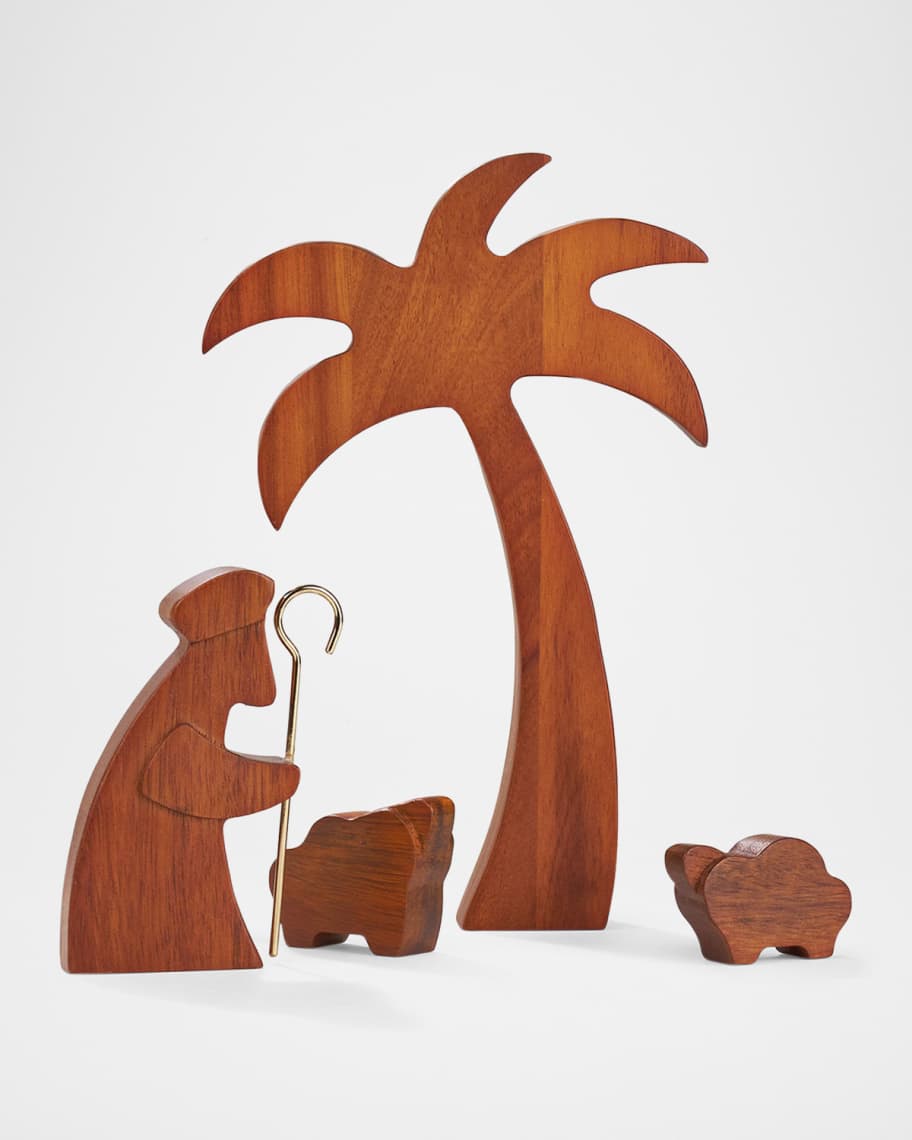 Image 2 of 2: Wood Shepherd with Lambs 