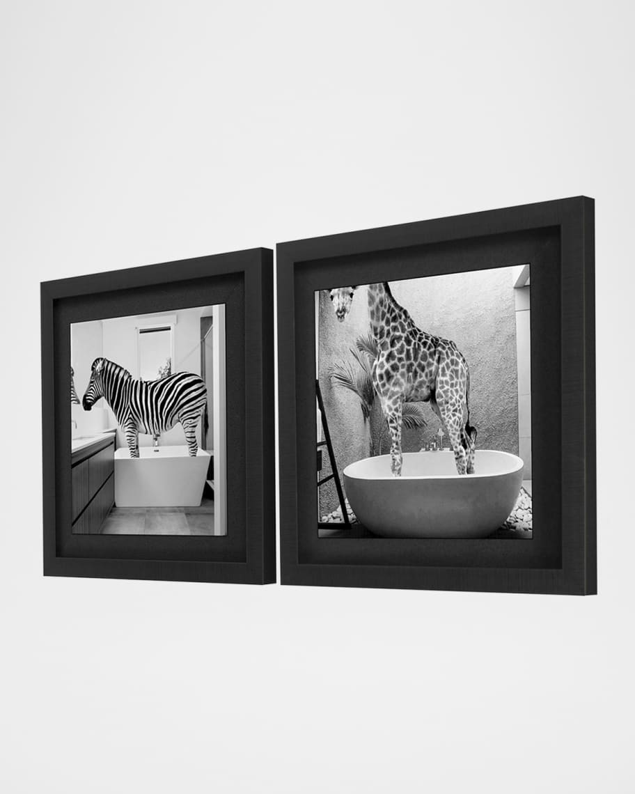 Image 2 of 4: "Safari Bath I" Framed Giclees by SD Studio, Set of 2