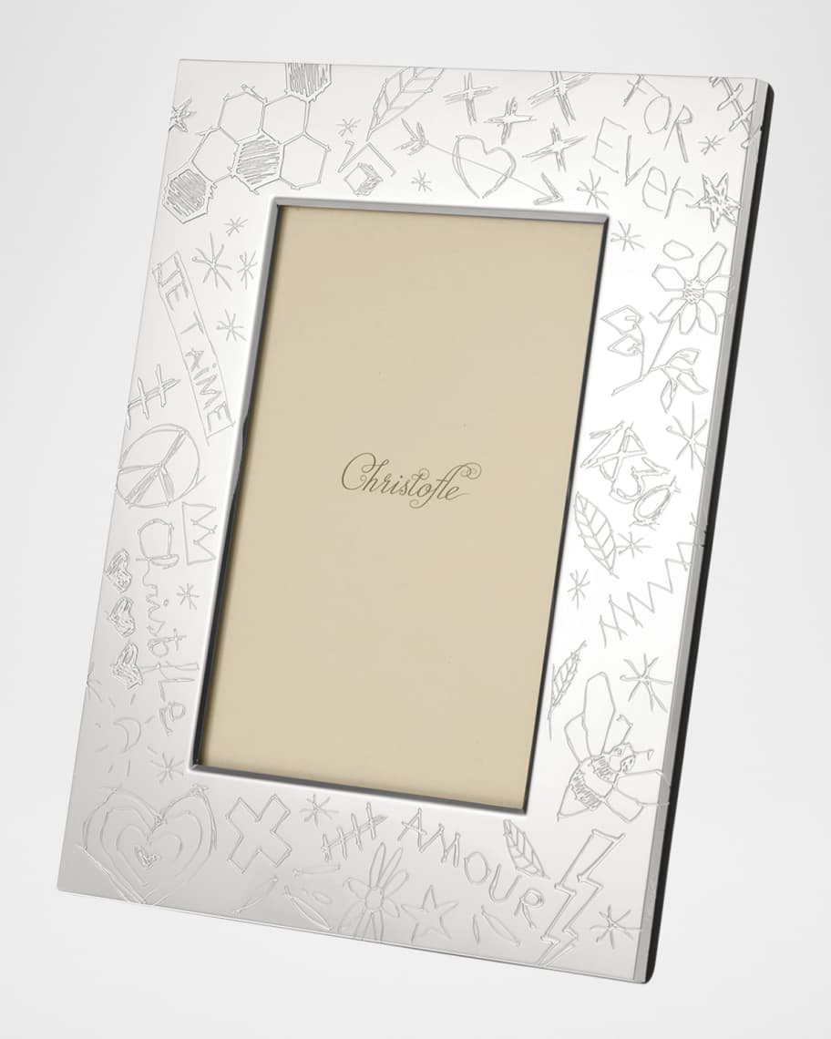 Image 1 of 2: Graffiti Silver-Plated Picture Frame, 4" x 6"