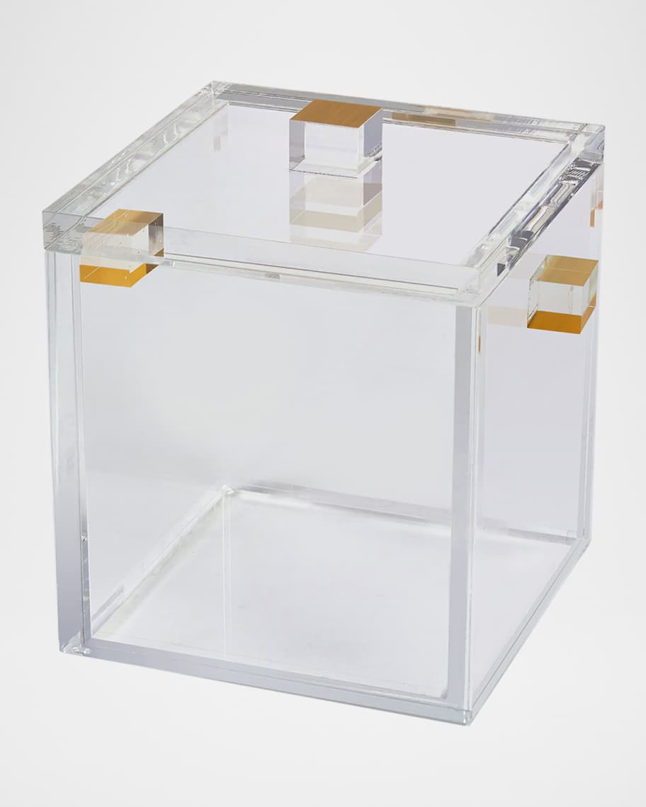 Image 1 of 2: Clear Lucite Ice Bucket with Lid