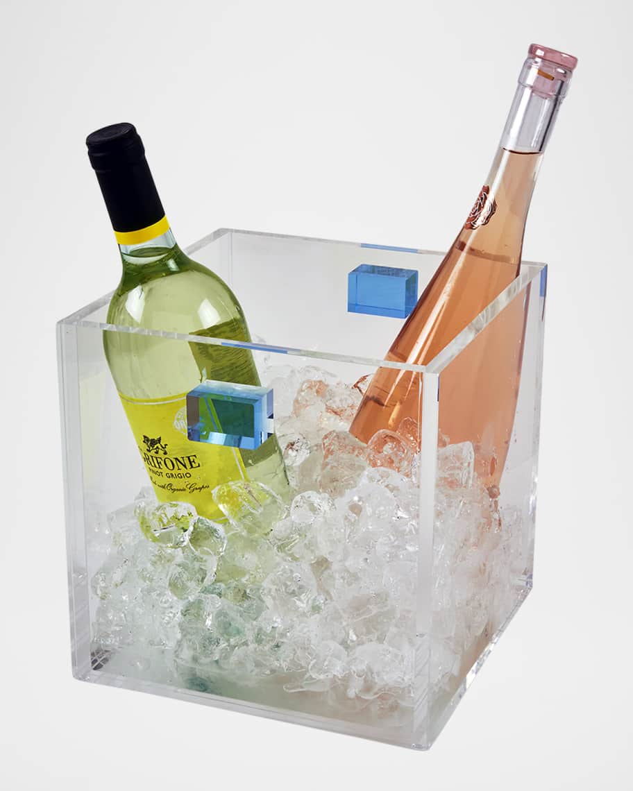 Image 2 of 3: Clear Lucite Wine Cooler with Handles