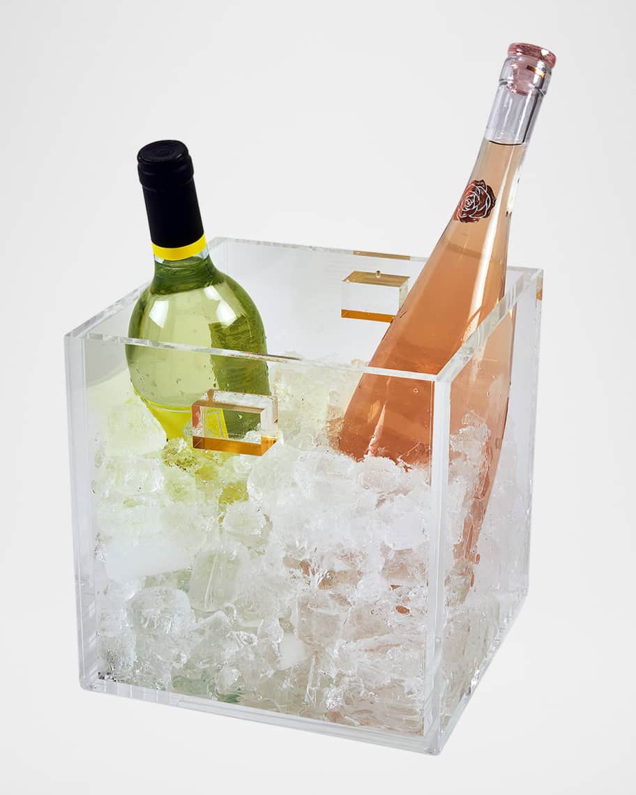 Image 3 of 3: Clear Lucite Wine Cooler with Handles