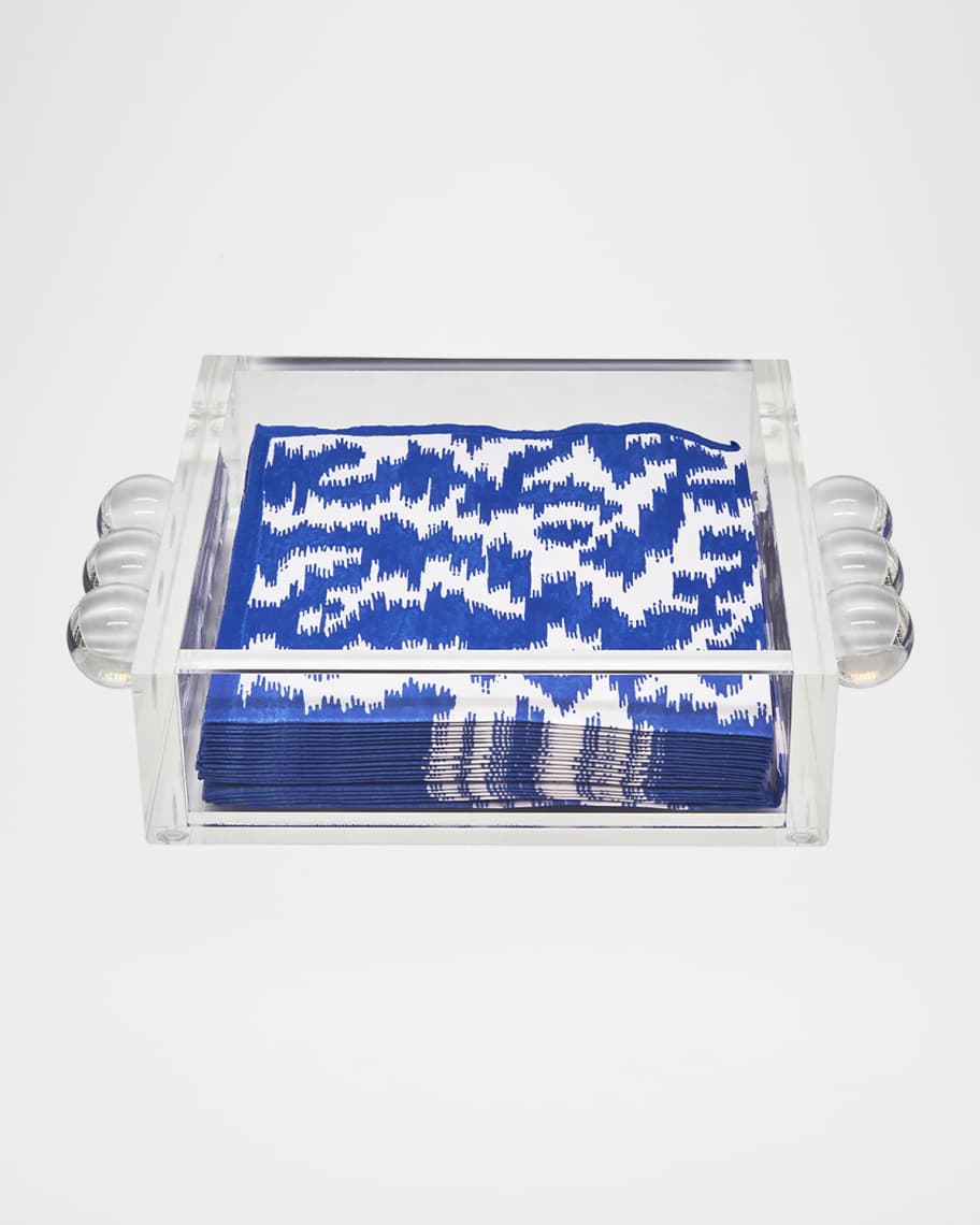 Image 1 of 1: Clear Lucite Cocktail Napkin Tray with Bubbles