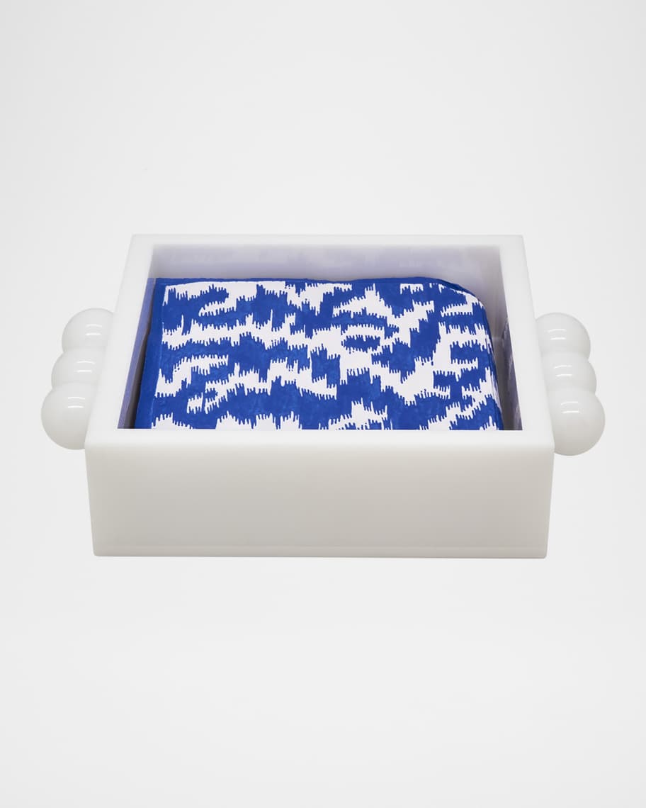 Image 1 of 1: White Lucite Cocktail Napkin Tray with Bubbles