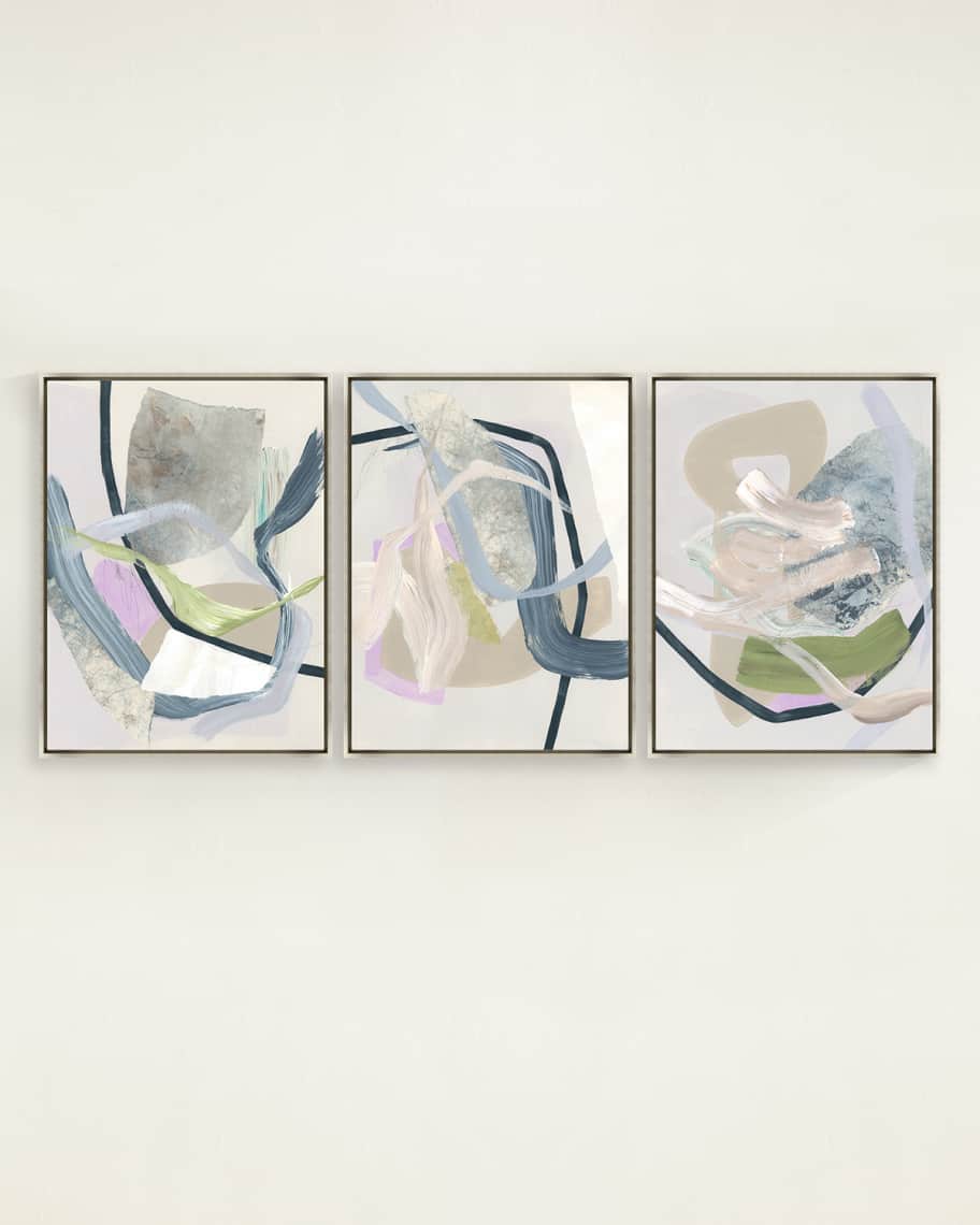 Image 1 of 3: "Topaz Garden" Framed Giclees by Jean Kenna, 26" x 34" - Set of 3