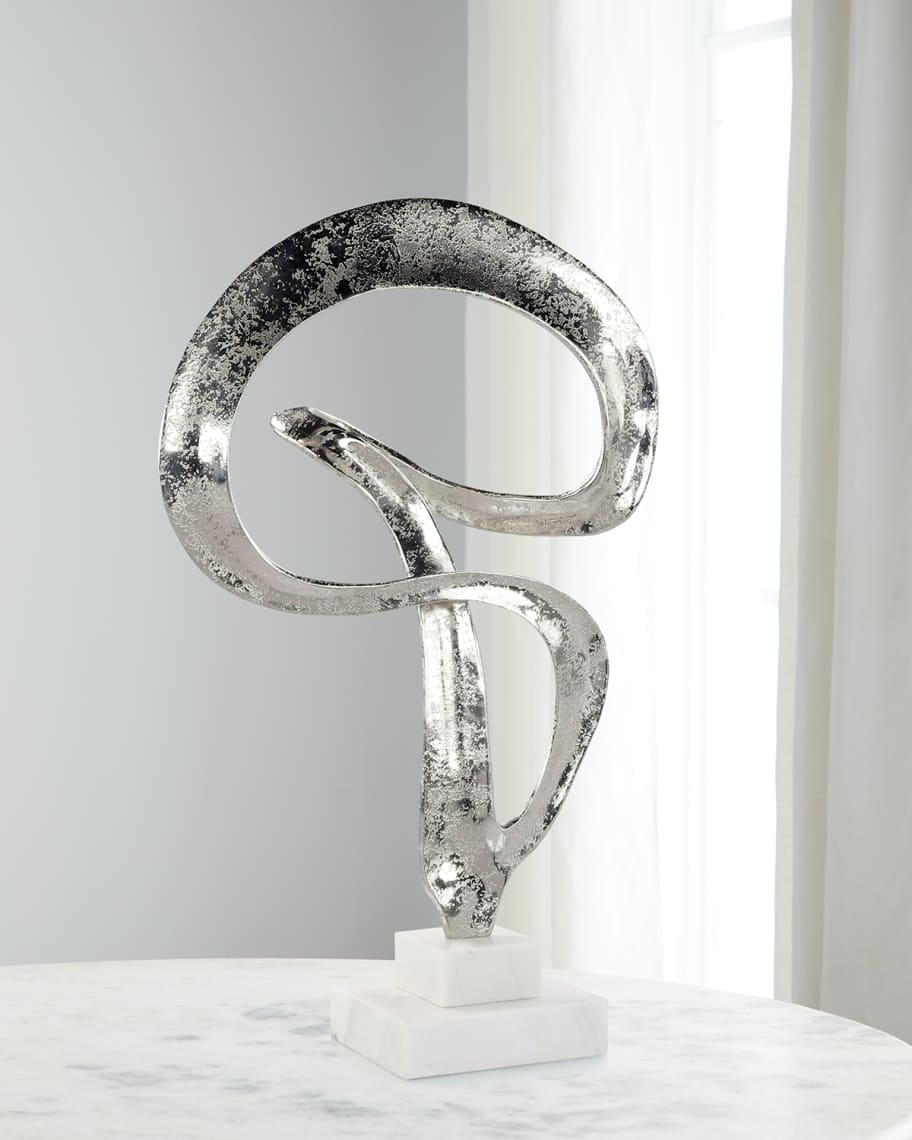 Image 1 of 1: Winding Flourish Sculpture on Marble Base