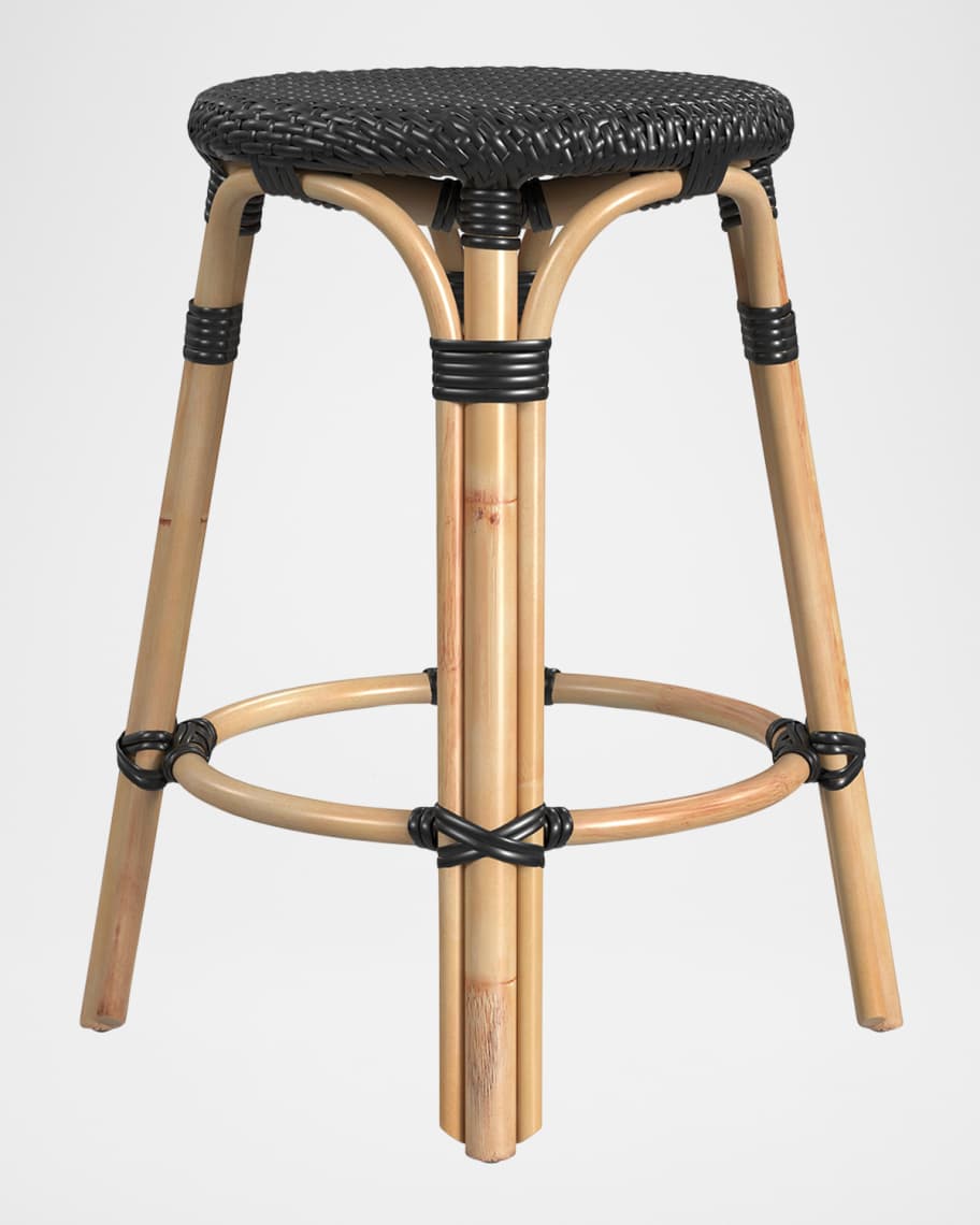 Image 3 of 6: Tobias 24" Rattan Counter Stool, Black