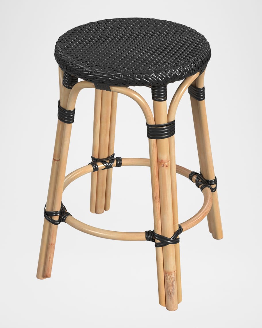 Image 1 of 6: Tobias 24" Rattan Counter Stool, Black