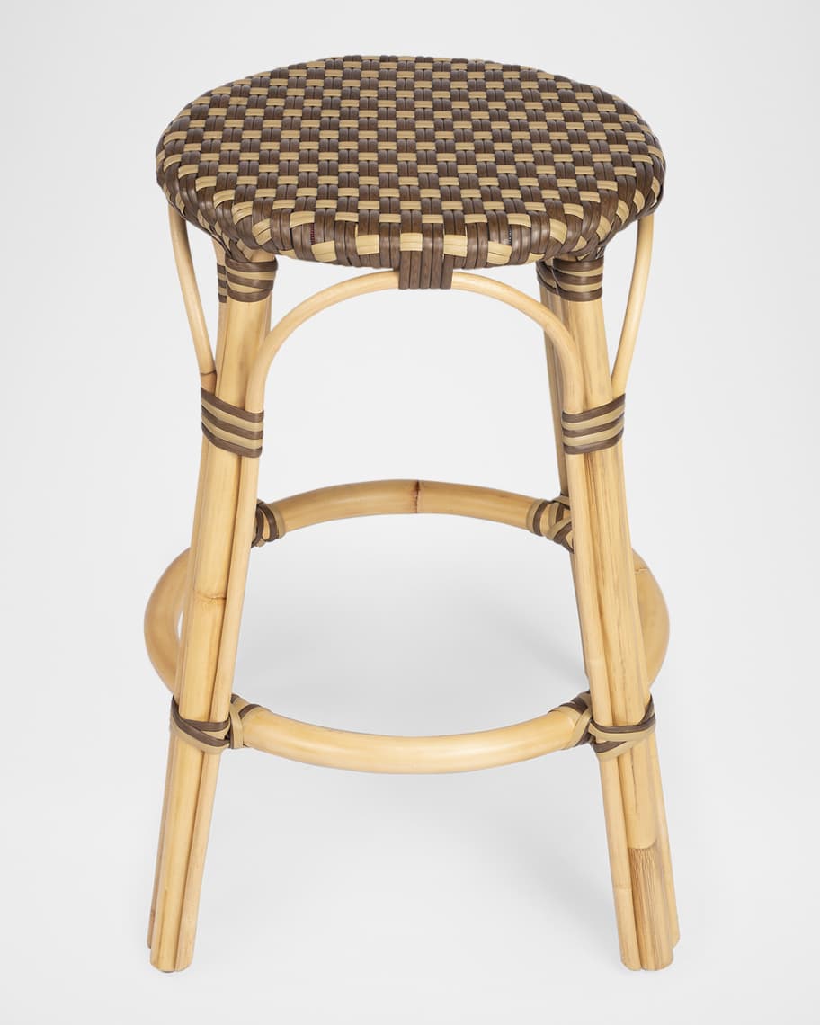 Image 2 of 7: Tobias 24" Rattan Counter Stool, Brown/Tan Dot