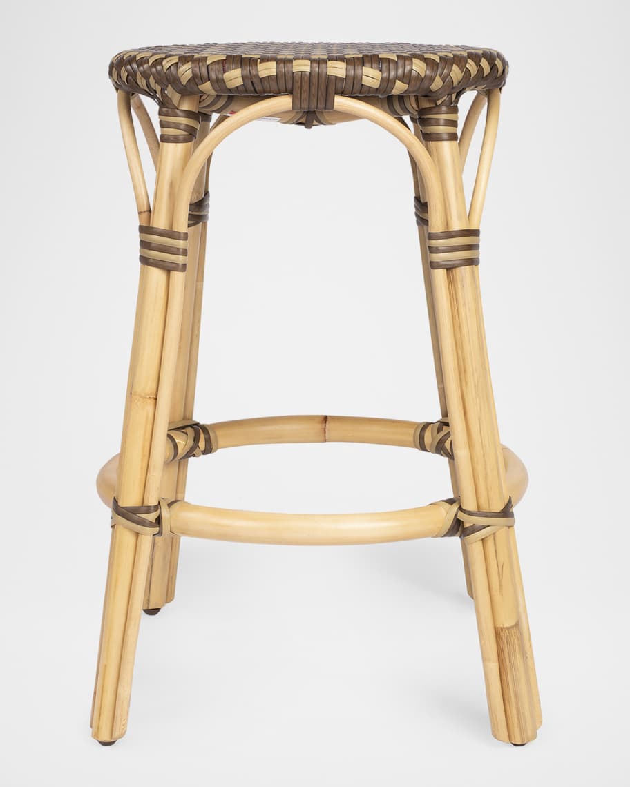 Image 3 of 7: Tobias 24" Rattan Counter Stool, Brown/Tan Dot