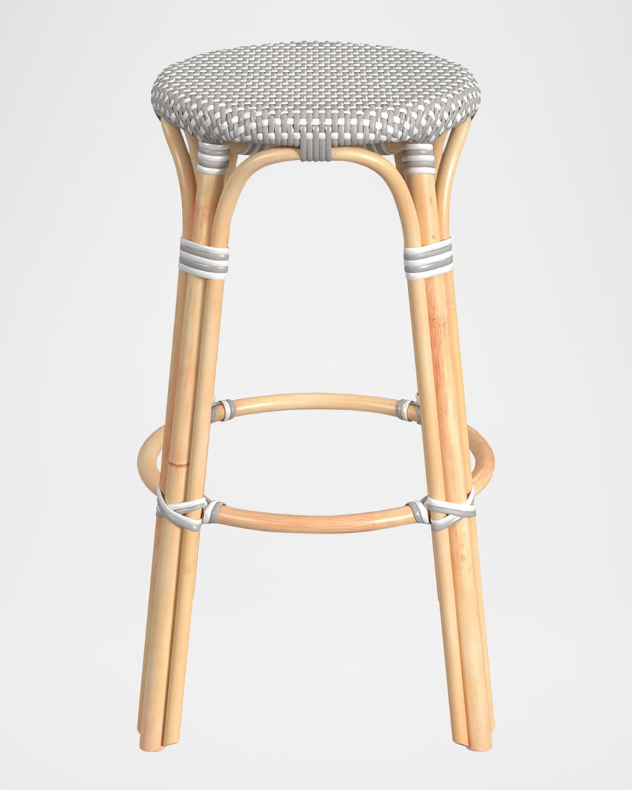 Image 2 of 5: Tobias 30" Rattan Bar Stool, Gray/White Dot