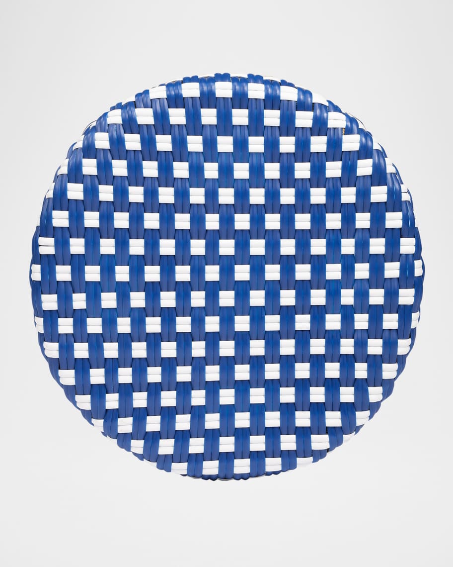 Image 3 of 5: Tobias 30" Rattan Bar Stool, Bright Blue/White Dot