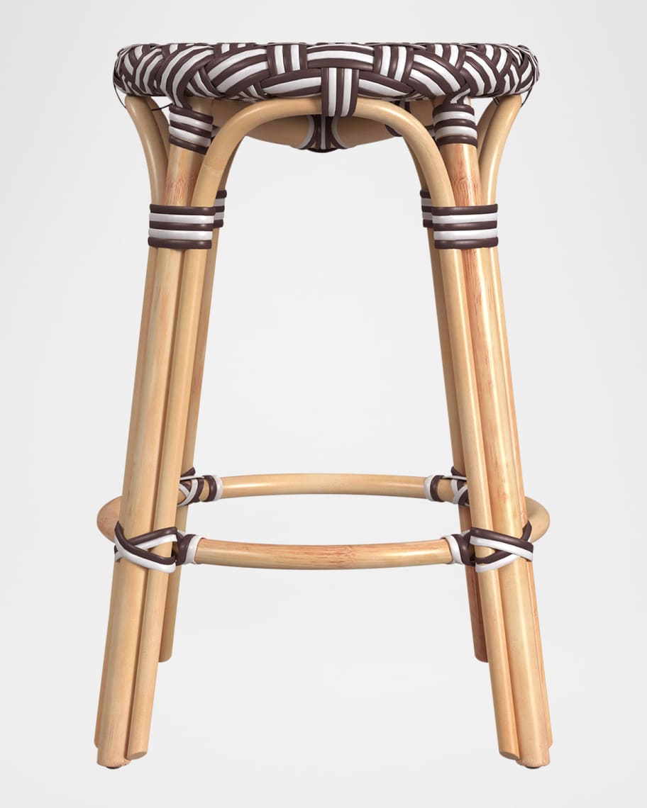 Image 2 of 6: Tobias 24" Rattan Counter Stool, Burgundy