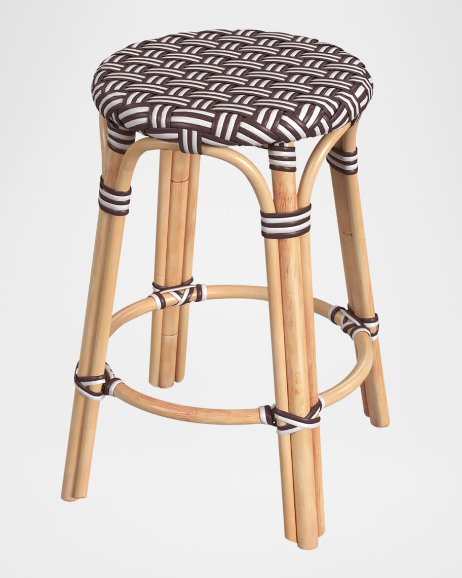 Image 1 of 6: Tobias 24" Rattan Counter Stool, Burgundy