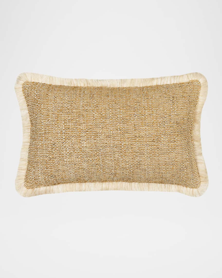 Image 1 of 4: Golden Hour Fringed Indoor/Outdoor Lumbar Pillow, 12" x 20"