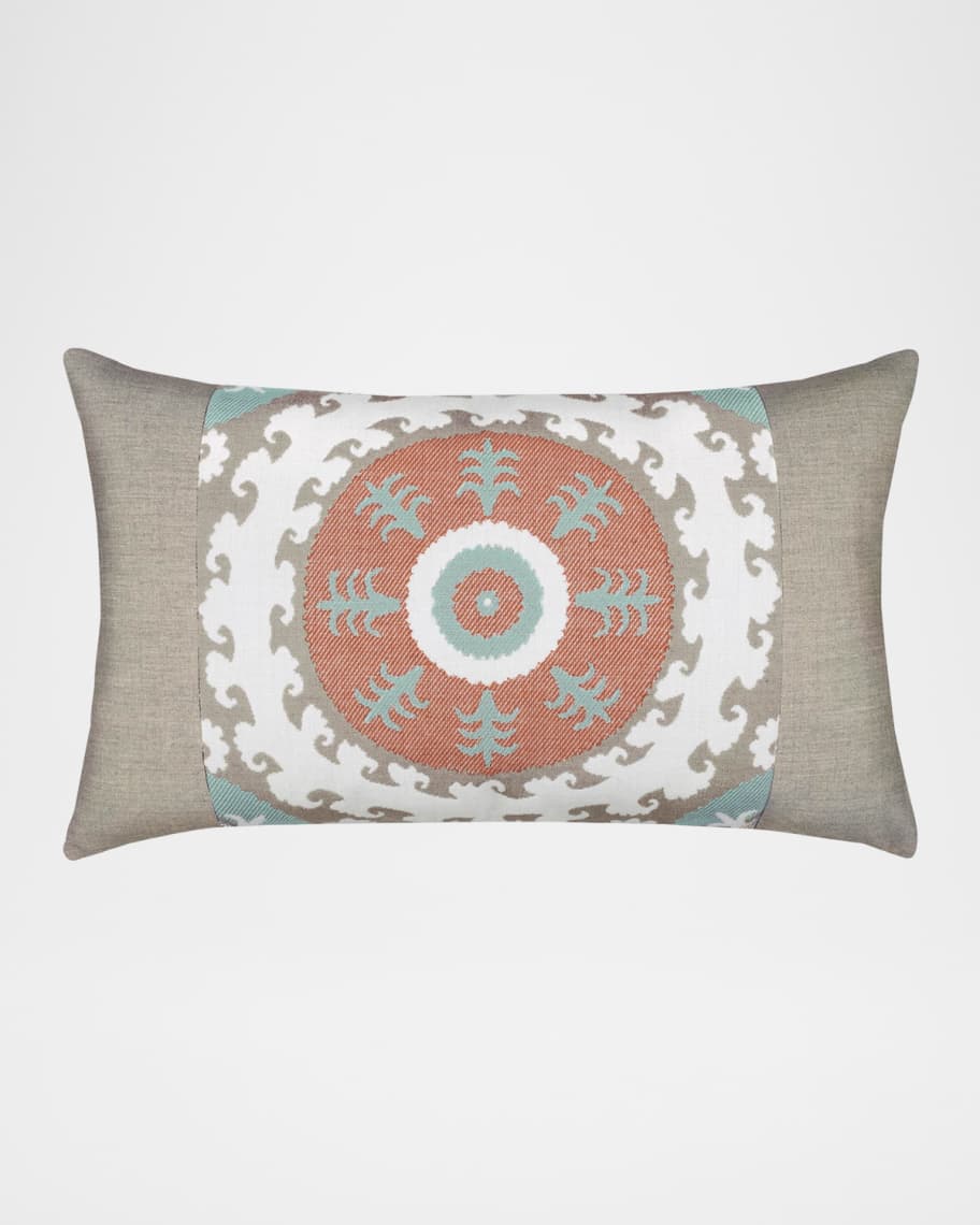 Image 1 of 4: Suzani Indoor/Outdoor Lumbar Pillow, 12" x 20"