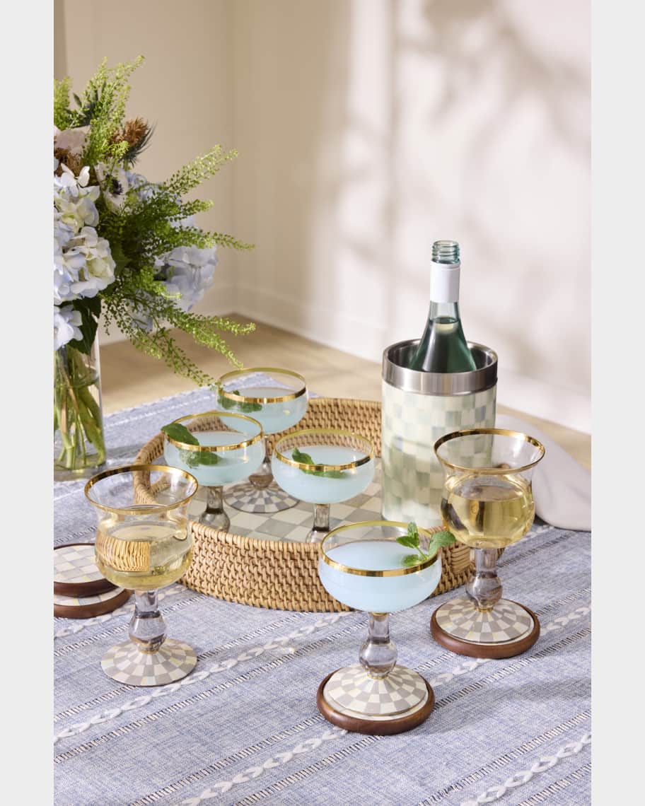 Image 2 of 2: Sterling Check Rattan Round Serving Tray