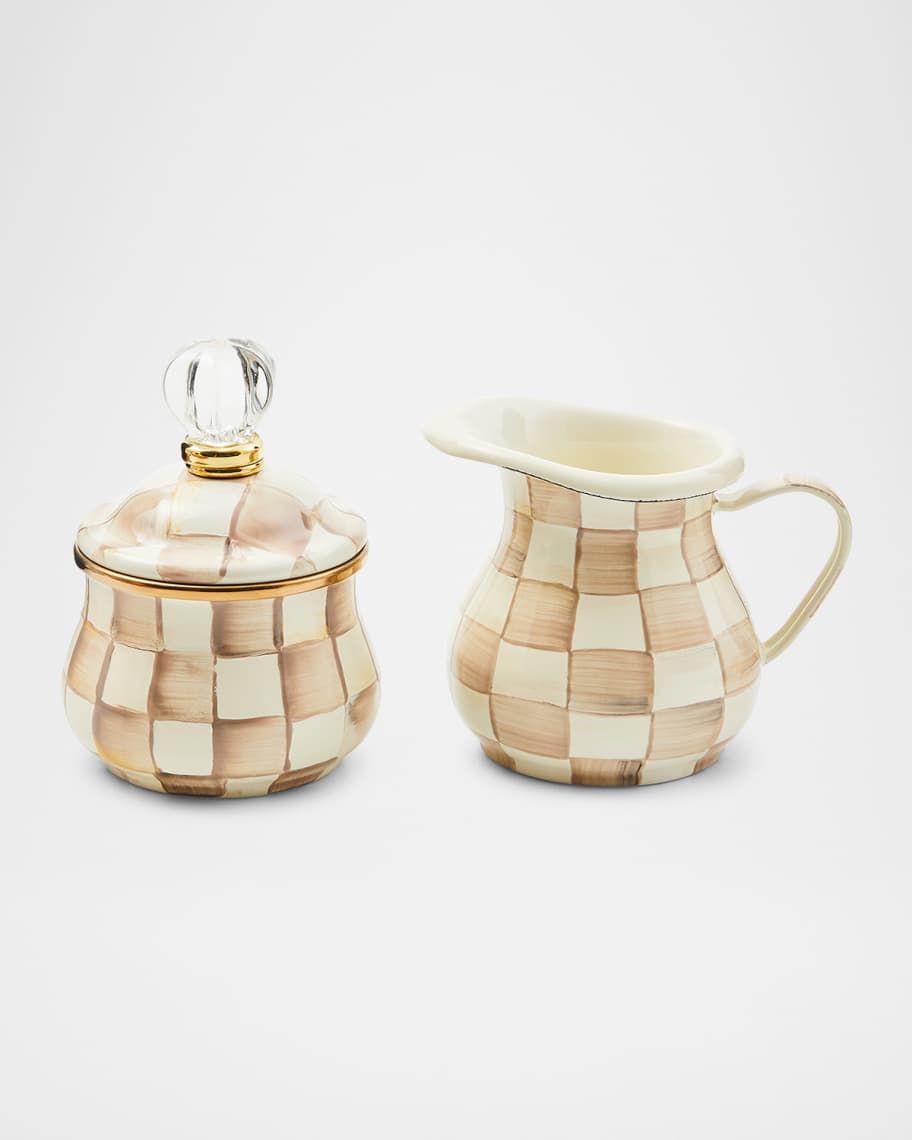 Image 3 of 5: Mocha Check Lidded Sugar Bowl