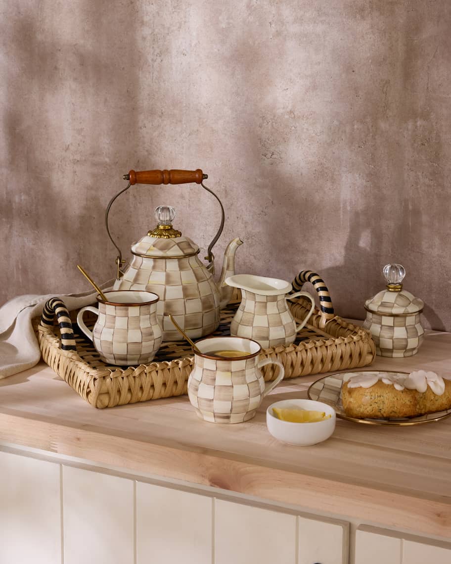 Image 2 of 5: Mocha Check Lidded Sugar Bowl