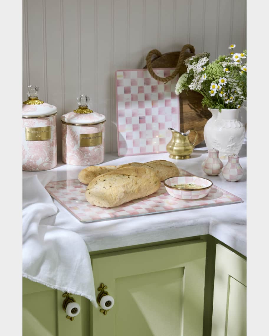 Image 2 of 4: Rosy Check Glass Cutting Boards, Set of 2