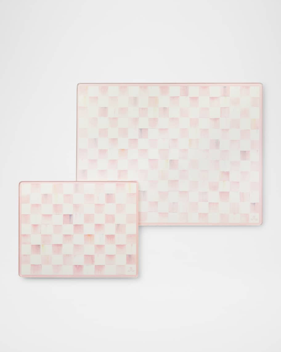 Image 1 of 4: Rosy Check Glass Cutting Boards, Set of 2