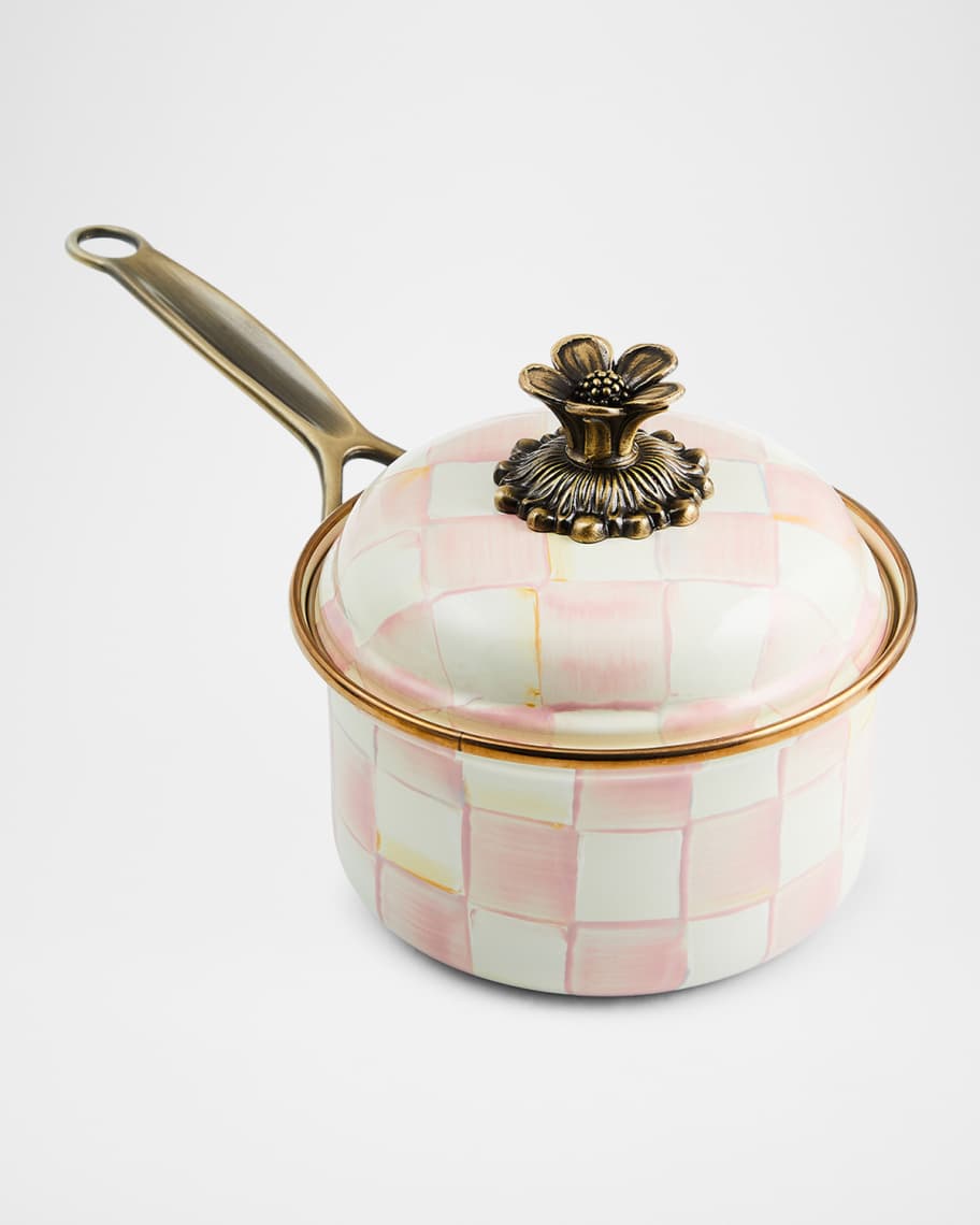 Image 1 of 5: Rosy Check 1 Qt. Saucepan