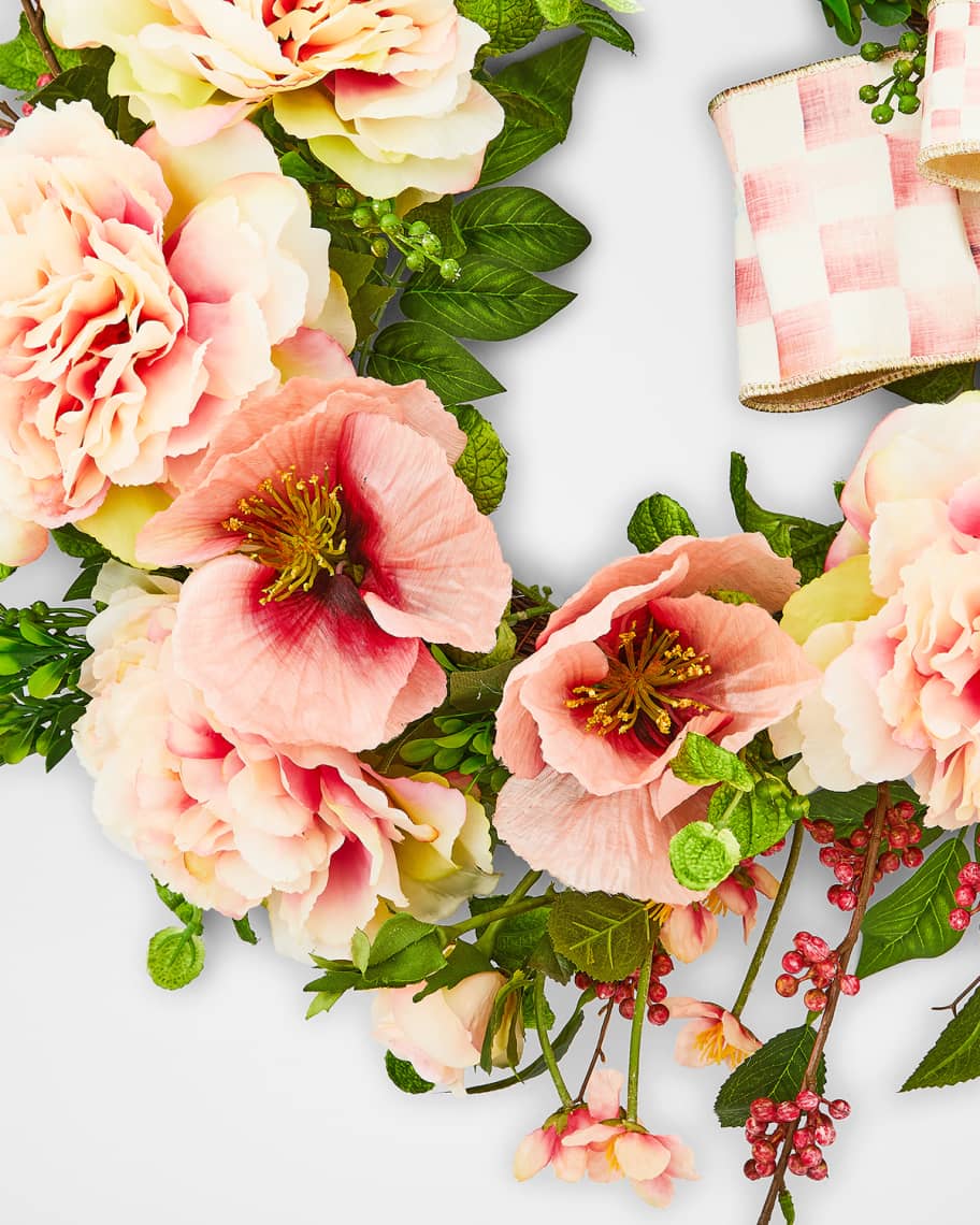 Image 2 of 5: Rosy Check Rose 24" Wreath