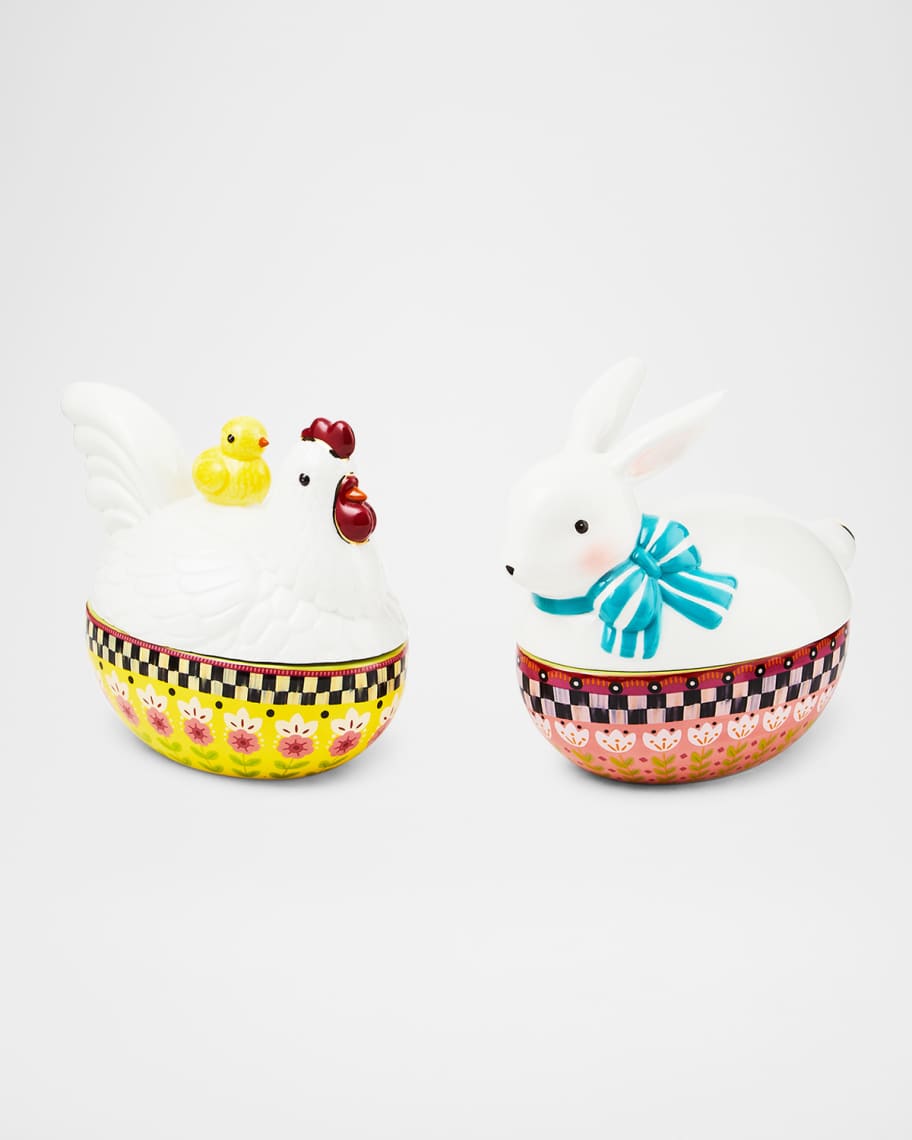 Image 3 of 3: Calico Oval Lidded Bunny Dish