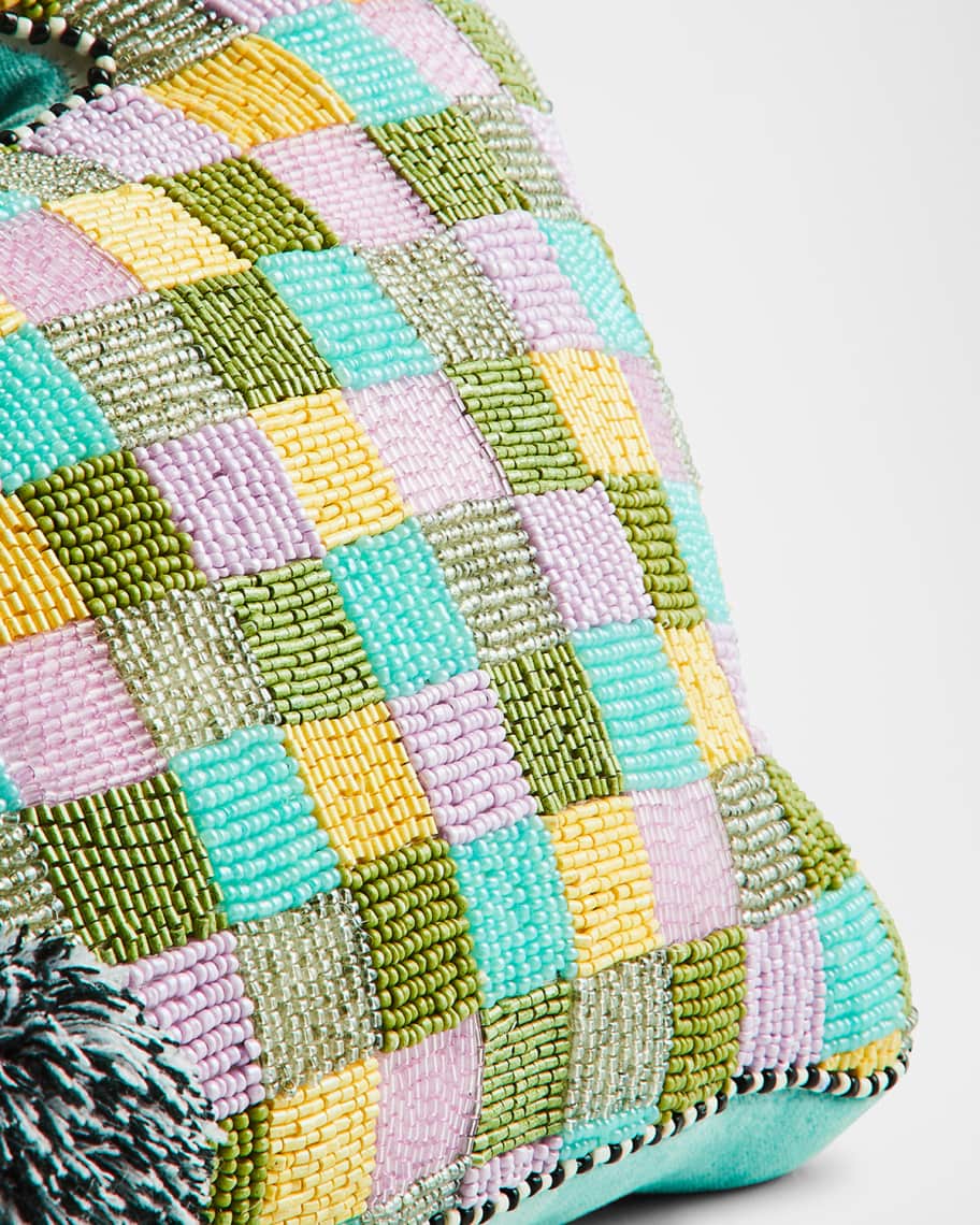 Image 2 of 3: Multi-Check Bunny Shaped Throw Pillow